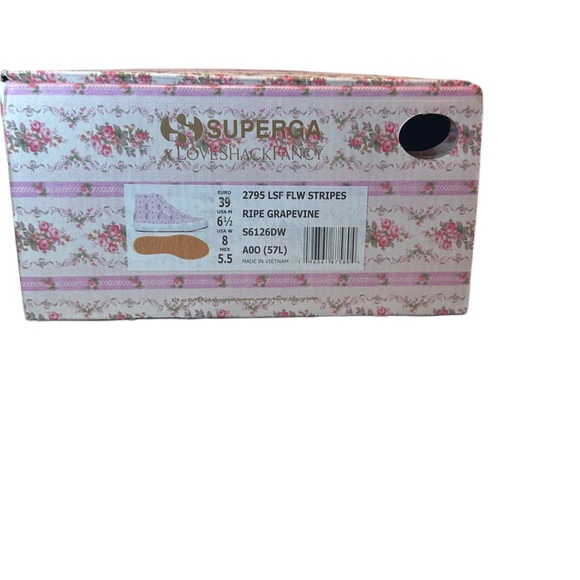 Superga x LoveShackFancy NWT - 2795 Floral Satin Ribbon Hightop - Ripe Grapevine - Picture 7 of 11